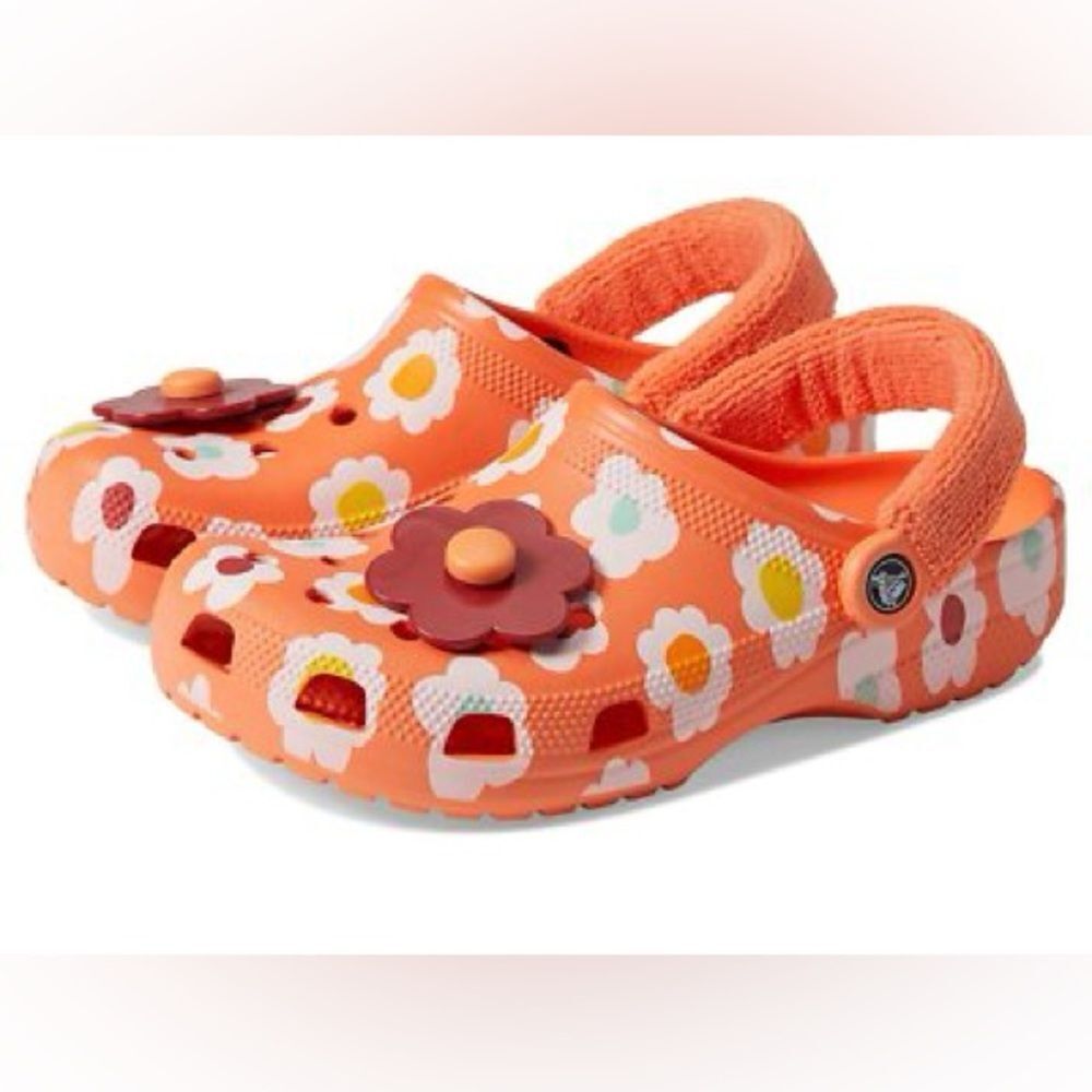 Brand New Crocs Zen Garden Sensory Classic Terry Cloth Clog Floral Persimmon 15